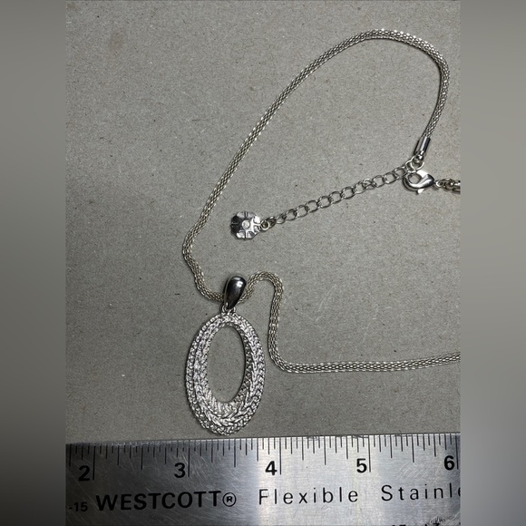 Monet Silver Tone Oval Braided Pendant & 18” Diamond Chain - Picture 5 of 5